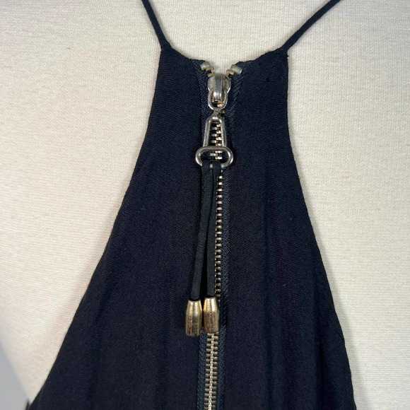 Three of Something Boho Spaghetti Halter Mini Dress 6 Black Racerback Hi-Lo - Picture 6 of 9